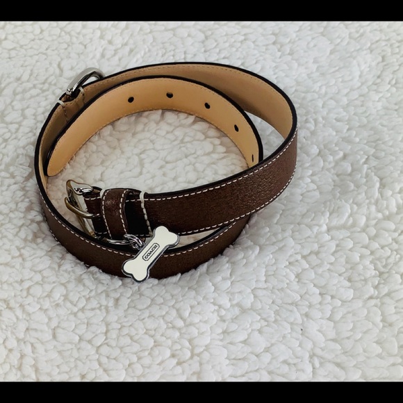 Coach Handbags - Coach leather dog collar with bone charm Black